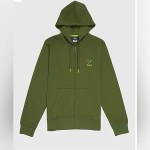 Psycho Bunny NWT Mens Big And Tall Waverly Bunny Logo Zip Hoodie dark olive